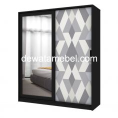 Steel Wardrobe Sliding Doors - ACTIV FORTE SL 161 B / Black - Grey Tile 